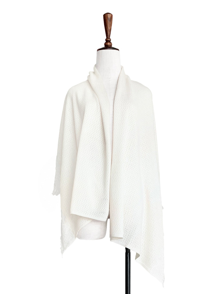 Surprise Sale! Ivory Embroidery Lace Trims Pure Luxe Cashmere Wrap