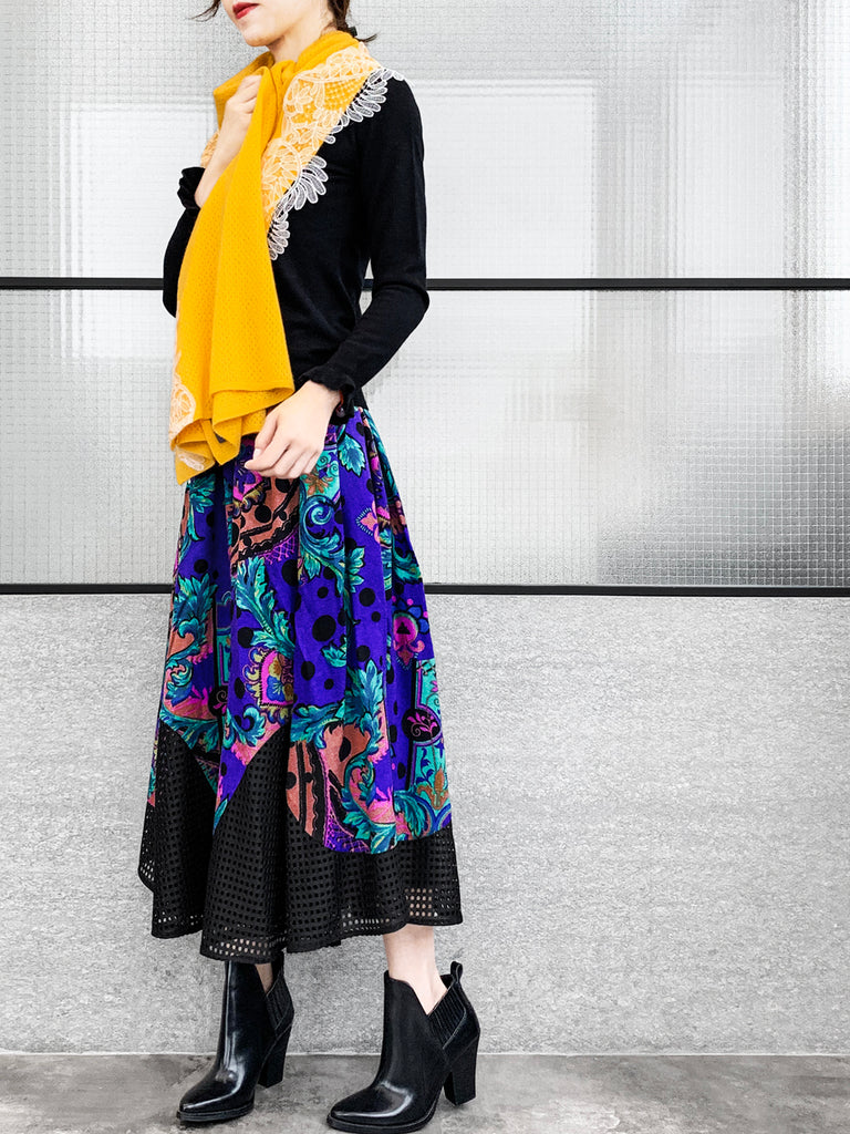 Surprise Sale! Mango Yellow Embroidery Lace Trims Pure Luxe Cashmere Wrap