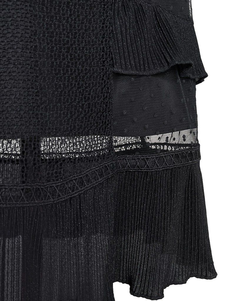 Surprise Sale! Black Sparkle Tiered Ruffle Dotty Trim Lace Skirt