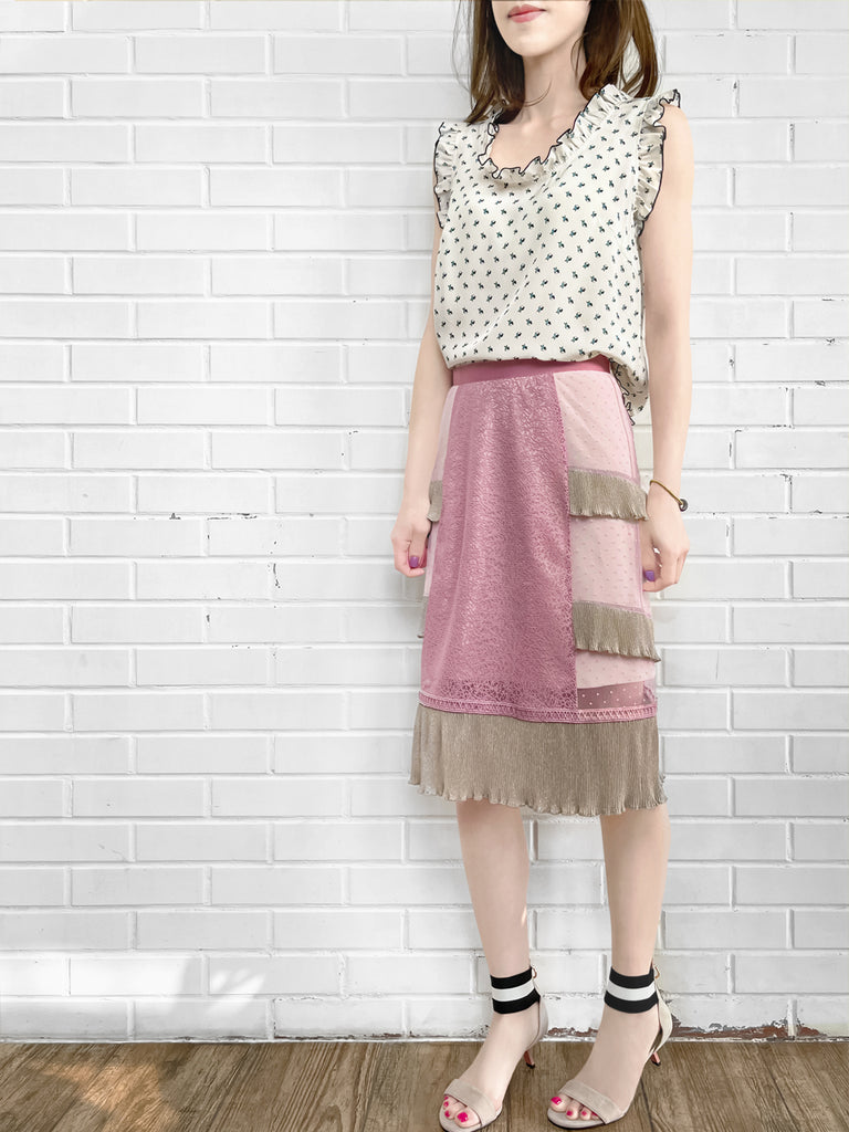 驚喜促銷! Pinky Sparkle 分層荷葉邊圓點裝飾蕾絲裙