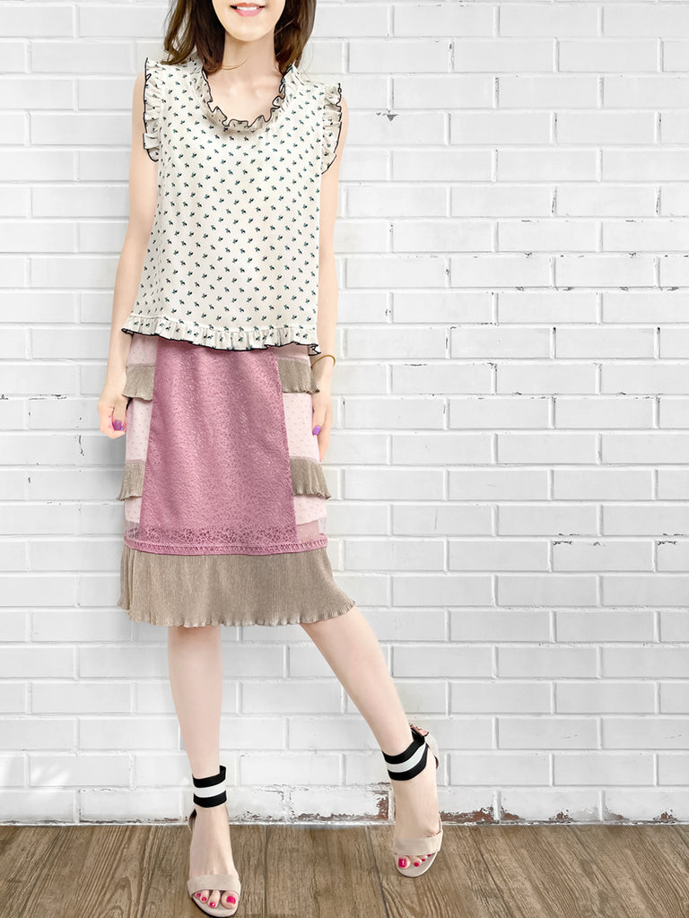 驚喜促銷! Pinky Sparkle 分層荷葉邊圓點裝飾蕾絲裙