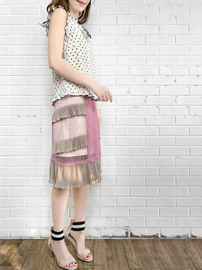 驚喜促銷! Pinky Sparkle 分層荷葉邊圓點裝飾蕾絲裙