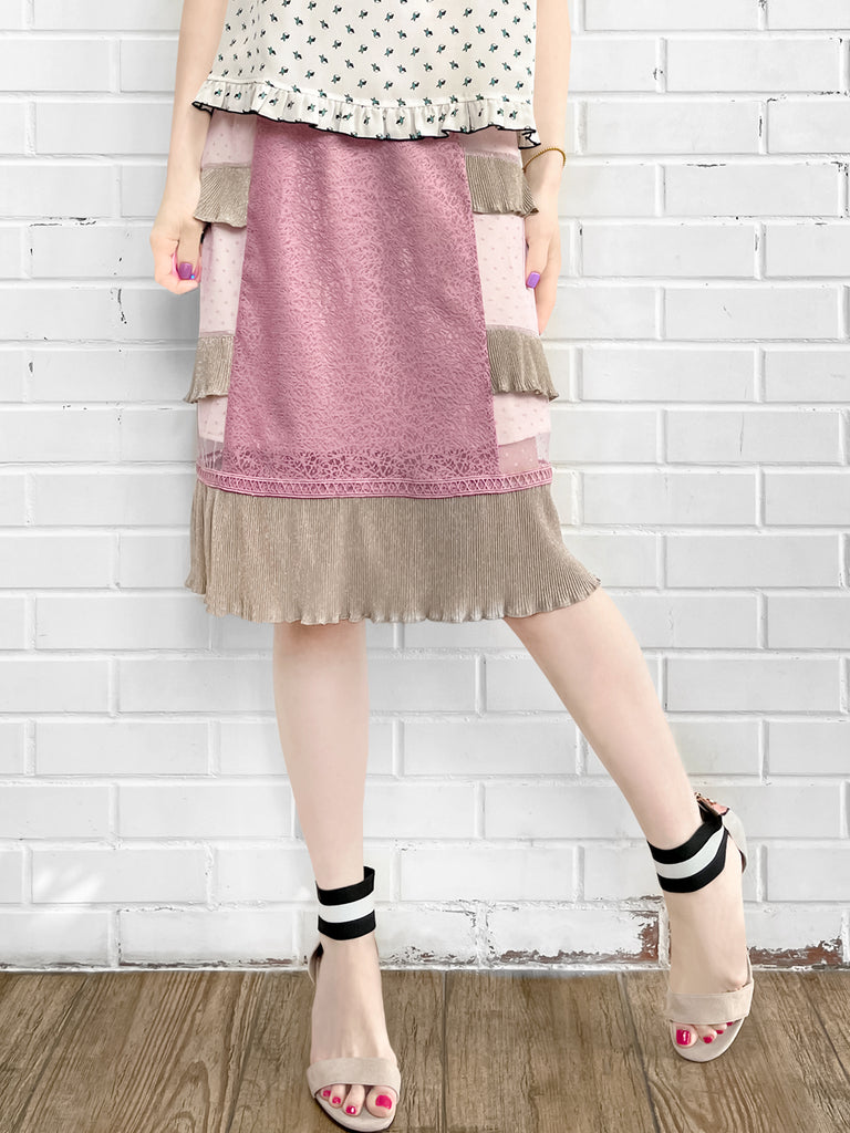 驚喜促銷! Pinky Sparkle 分層荷葉邊圓點裝飾蕾絲裙