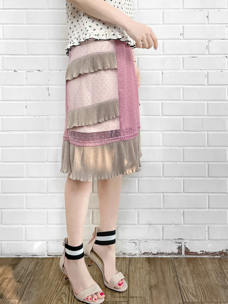 驚喜促銷! Pinky Sparkle 分層荷葉邊圓點裝飾蕾絲裙