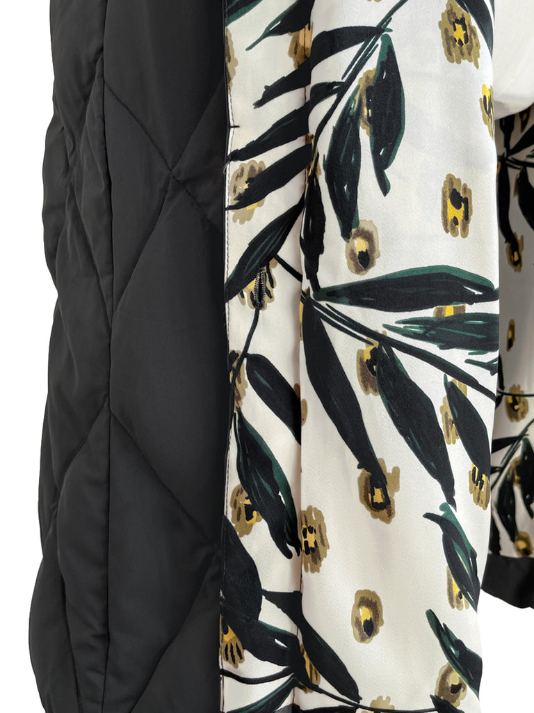 驚喜促銷!深灰色褶邊肩長款絎縫羽絨馬甲