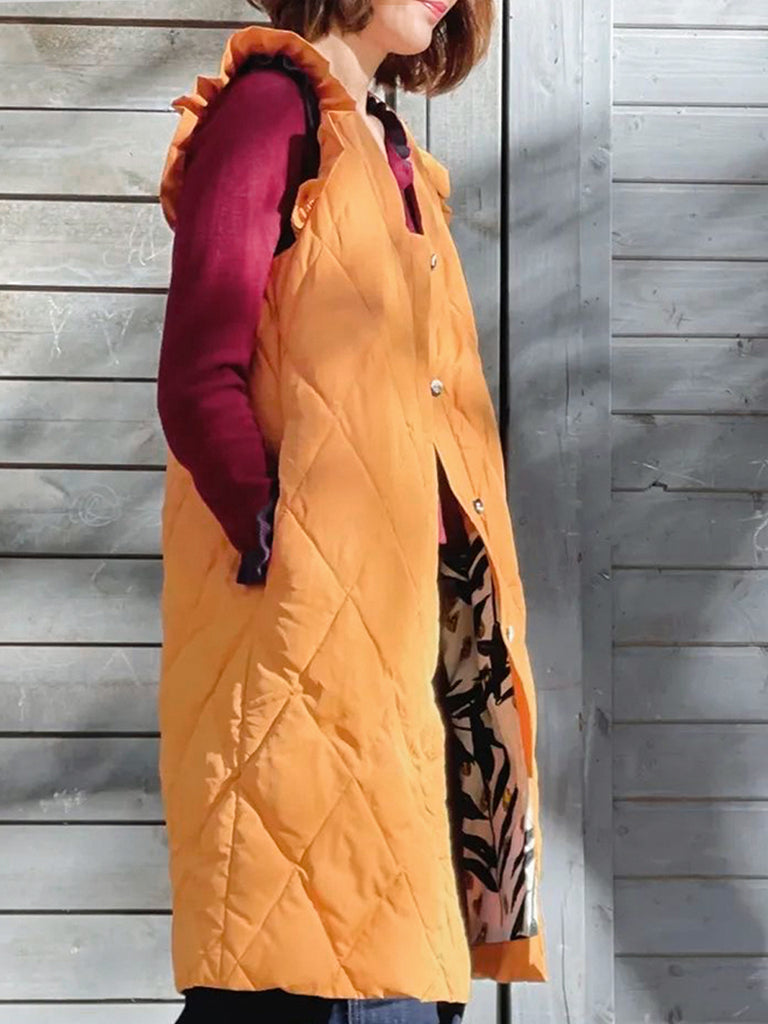 驚喜促銷! Marmalade 褶邊肩部長絎縫羽絨馬甲