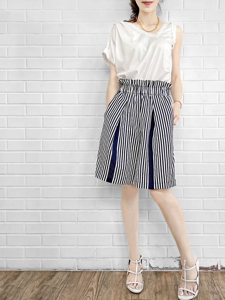 SPECIAL! White Asymmetric Neck Roll Sleeve Tee