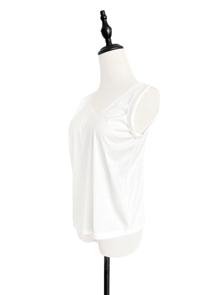 SPECIAL! White Asymmetric Neck Roll Sleeve Tee