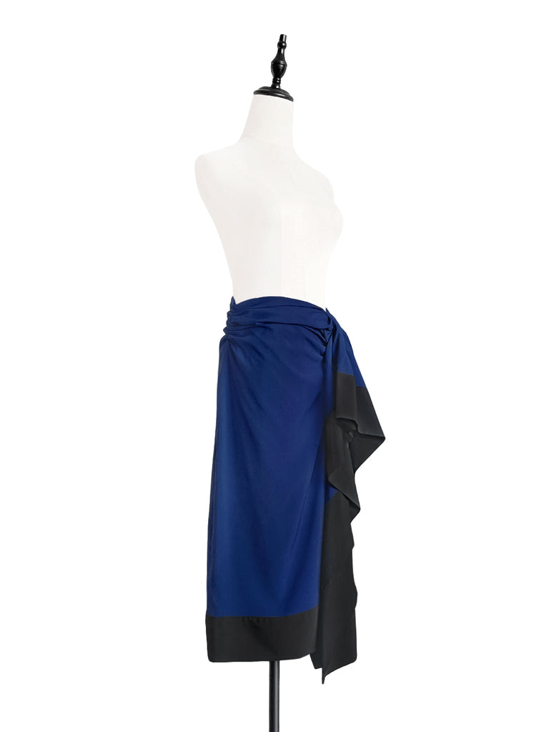 驚喜促銷!電藍色不對稱垂墜紗籠中長半身裙