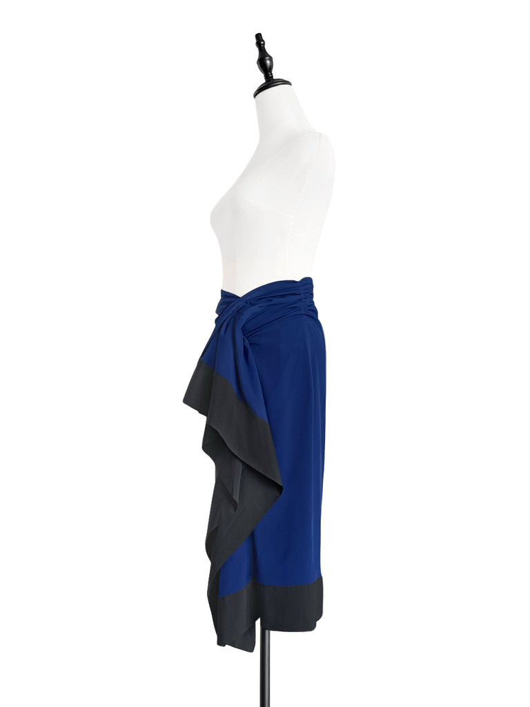 驚喜促銷!電藍色不對稱垂墜紗籠中長半身裙