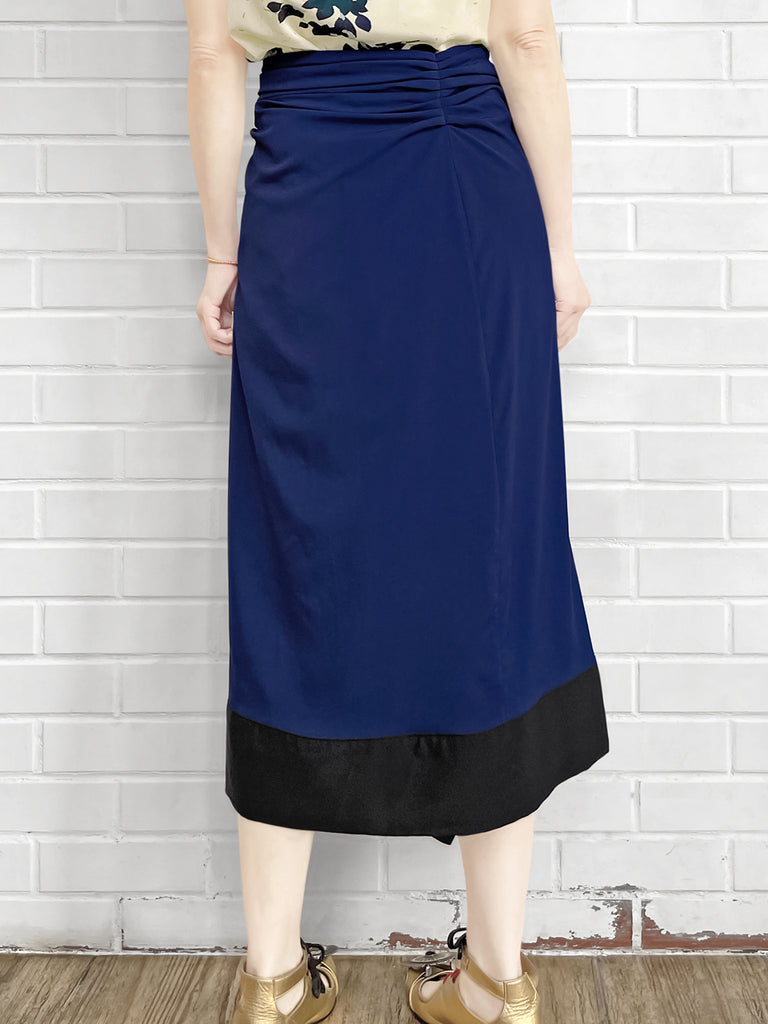 驚喜促銷!電藍色不對稱垂墜紗籠中長半身裙