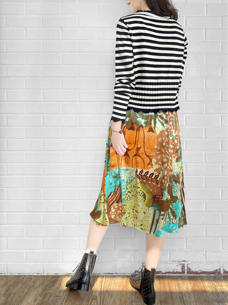 Surprise Sale! Mono Stripe Scalloped Cashmere & Wool Cropped Cardigan