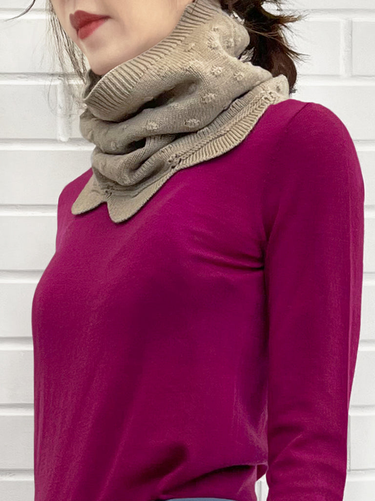 Surprise Sale! Beige Popcorn Stitch Scalloped Cashmere Wool Blend Snood