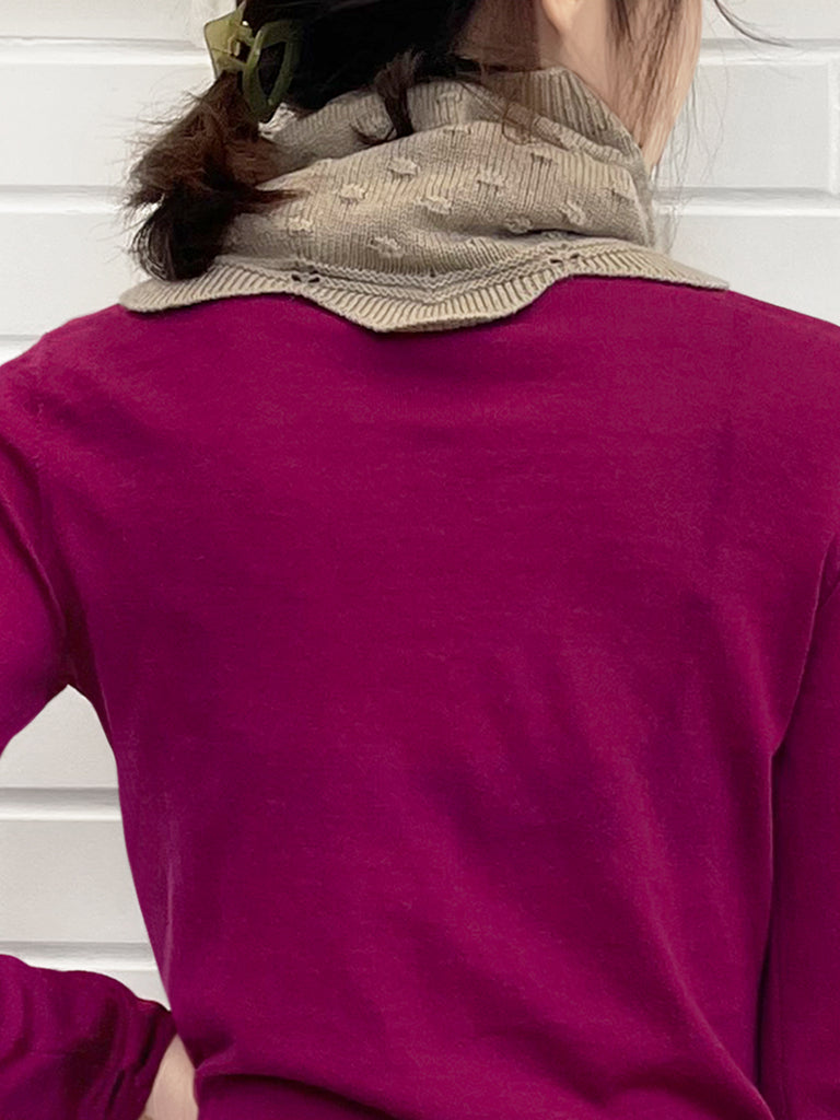 Surprise Sale! Beige Popcorn Stitch Scalloped Cashmere Wool Blend Snood