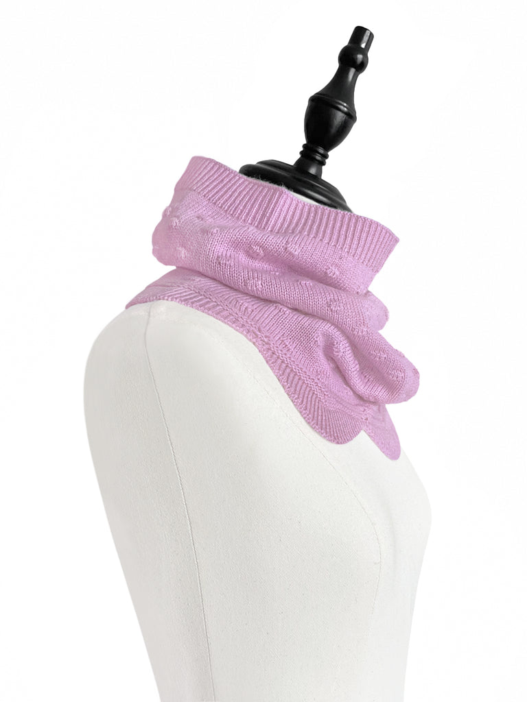 Surprise Sale! Pink Popcorn Stitch Scalloped Cashmere Wool Blend Snood