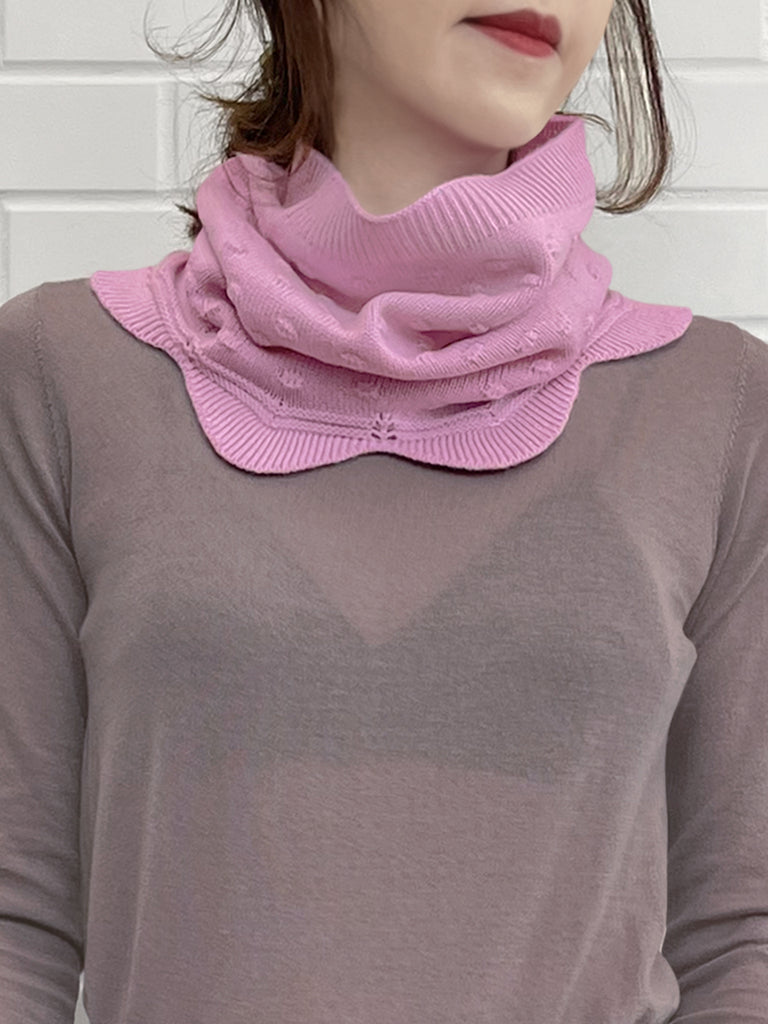 Surprise Sale! Pink Popcorn Stitch Scalloped Cashmere Wool Blend Snood