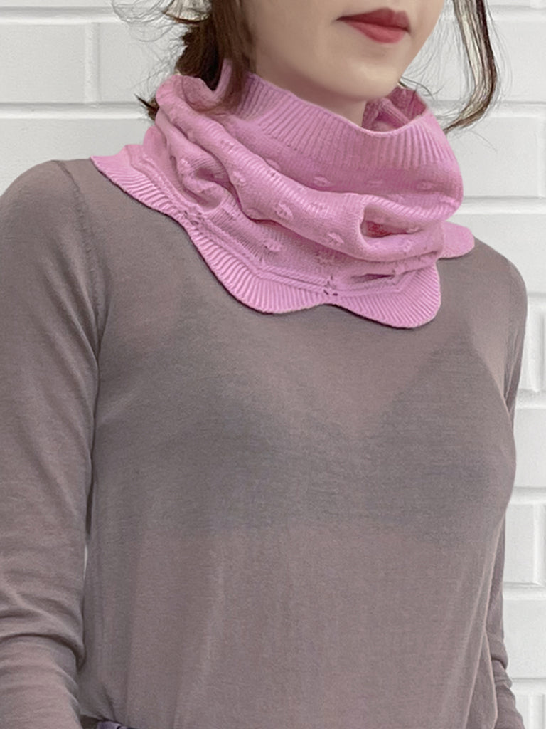 Surprise Sale! Pink Popcorn Stitch Scalloped Cashmere Wool Blend Snood