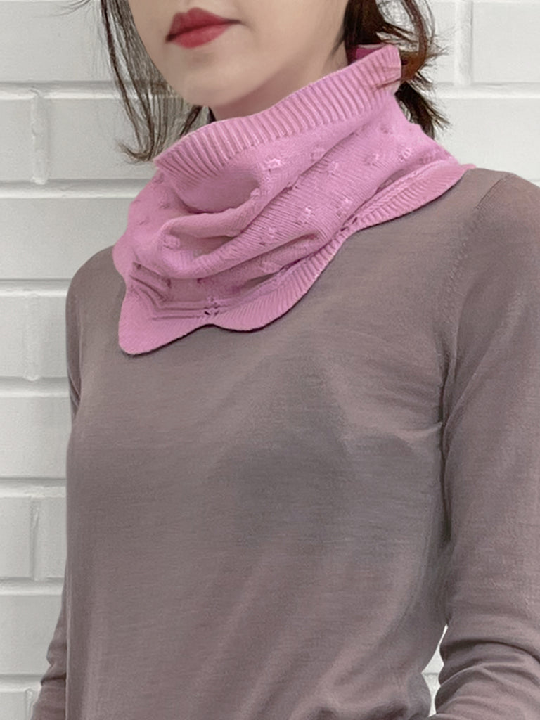 Surprise Sale! Pink Popcorn Stitch Scalloped Cashmere Wool Blend Snood