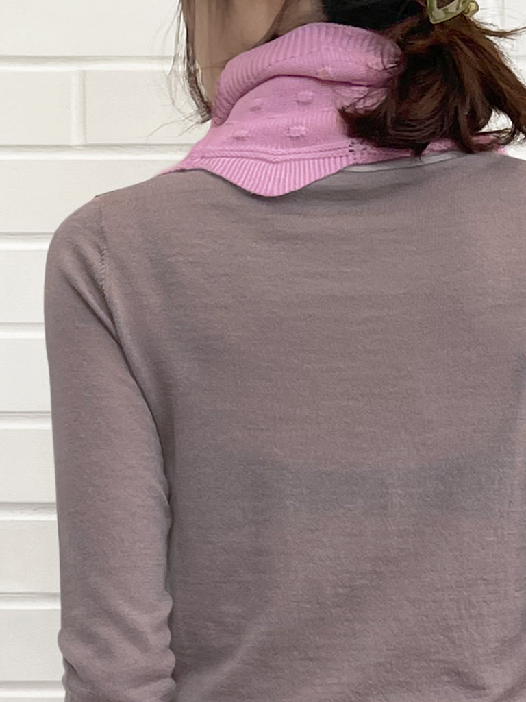 Surprise Sale! Pink Popcorn Stitch Scalloped Cashmere Wool Blend Snood