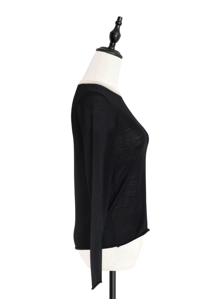 SPECIAL! Black/ Cream Contrast Trim Merino Wool Jumper