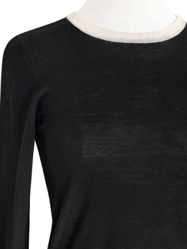 SPECIAL! Black/ Cream Contrast Trim Merino Wool Jumper