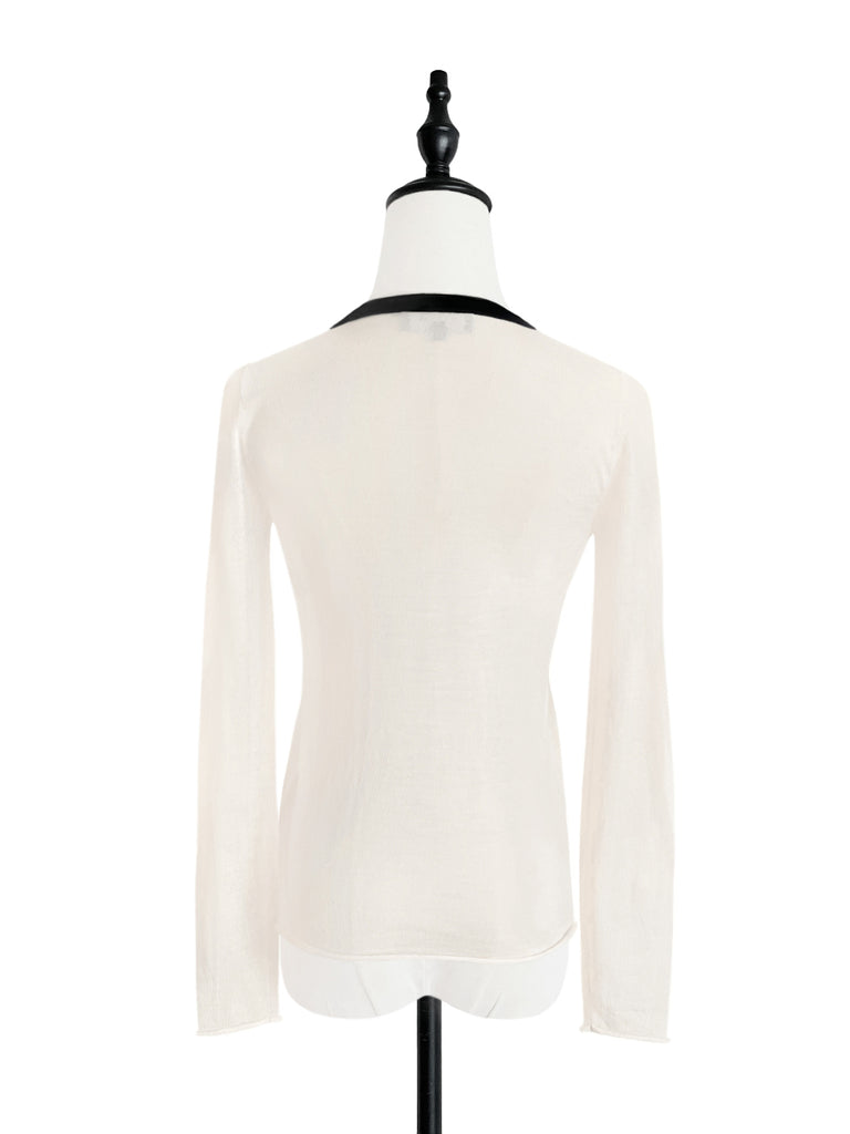 SPECIAL! Cream/ Black Contrast Trim Merino Wool Jumper