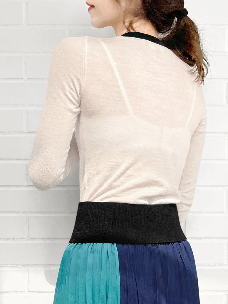 SPECIAL! Cream/ Black Contrast Trim Merino Wool Jumper