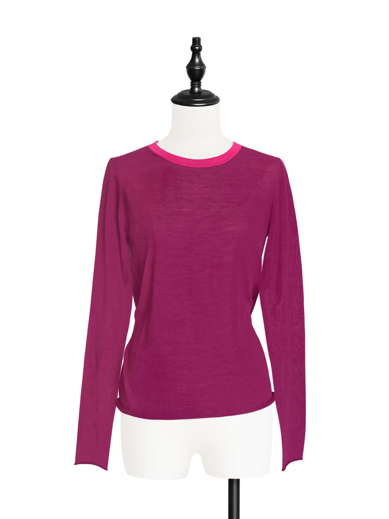 SPECIAL! Mulberry Contrast Trim Merino Wool Jumper