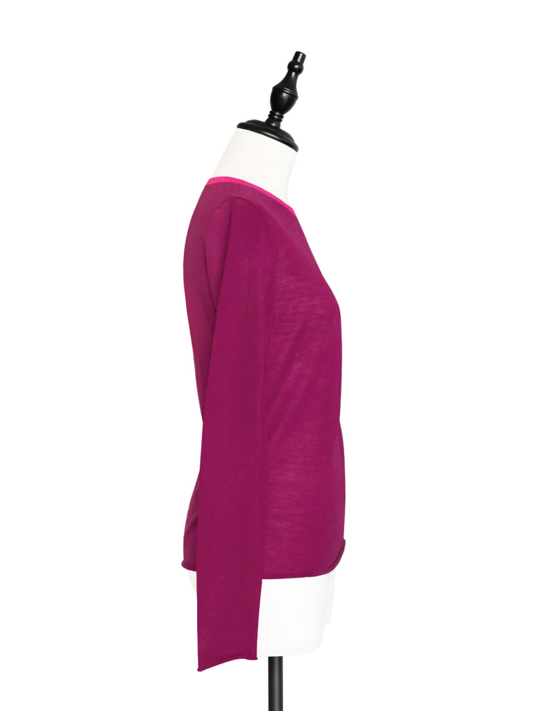 SPECIAL! Mulberry Contrast Trim Merino Wool Jumper