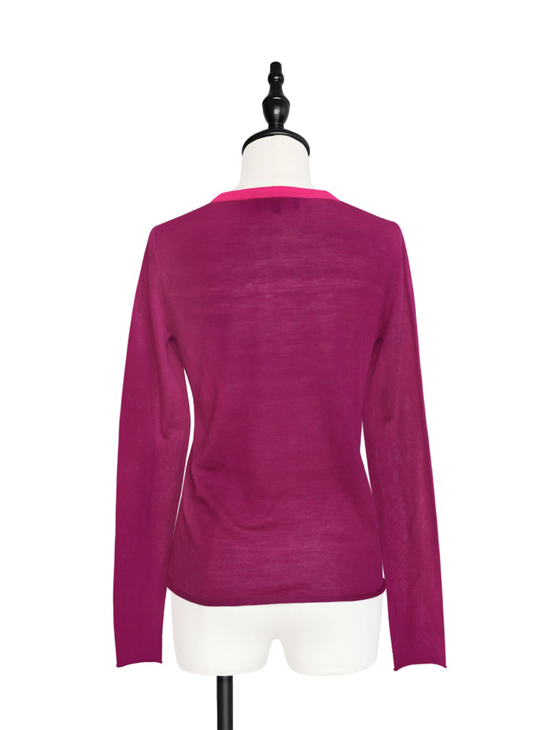 SPECIAL! Mulberry Contrast Trim Merino Wool Jumper