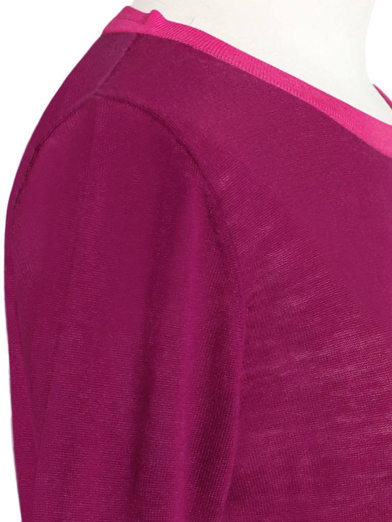 SPECIAL! Mulberry Contrast Trim Merino Wool Jumper