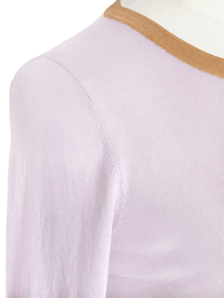 Pinky-Day! Lilac Pink Contrast Trim Merino Wool Jumper