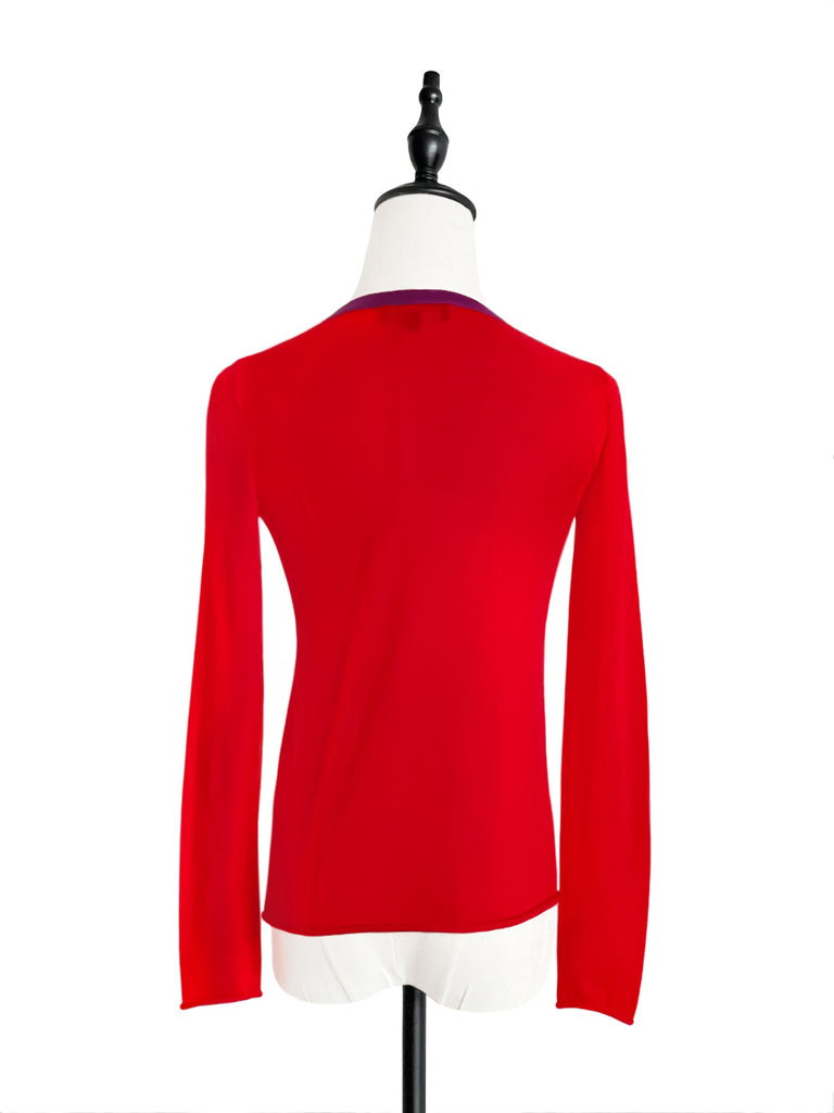 SPECIAL! Poppy Red Contrast Trim Merino Wool Jumper