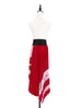 Surprise Sale! Red Shades Mesh Panels Pleated Handkerchief Hem Skirt