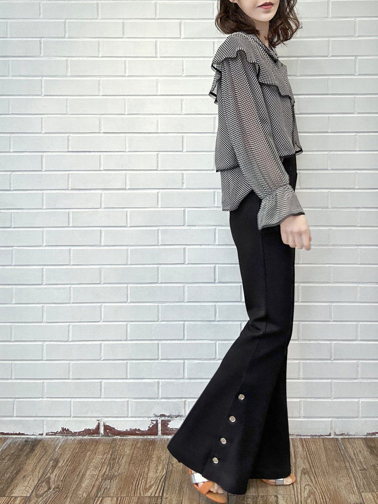 New Colour! Classic Black Flare Leg Pull On Button Pants
