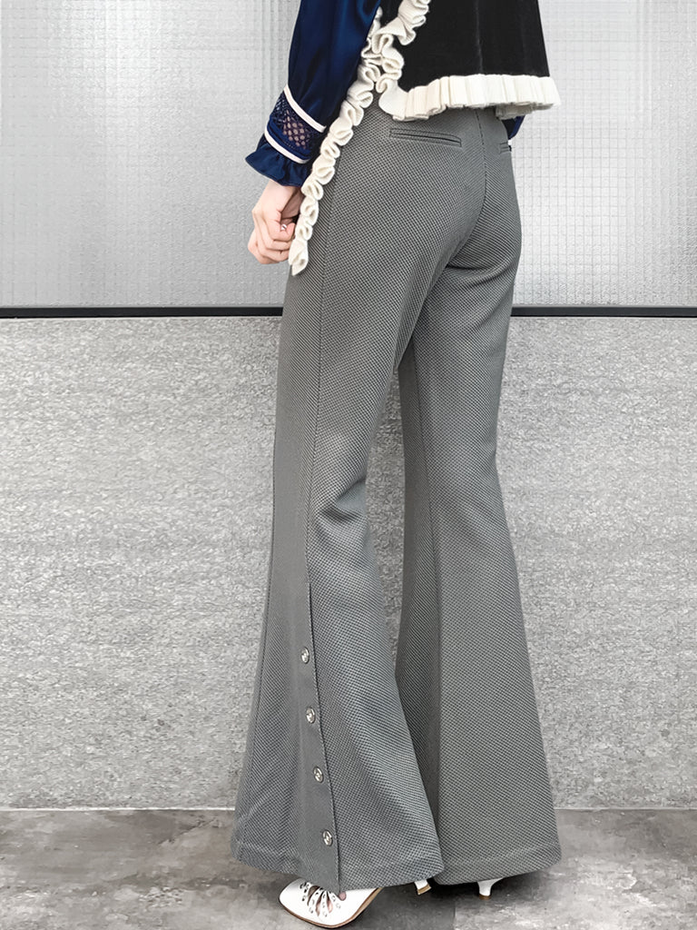 Last Chance! Medium Grey Flare Leg Pull On Button pant