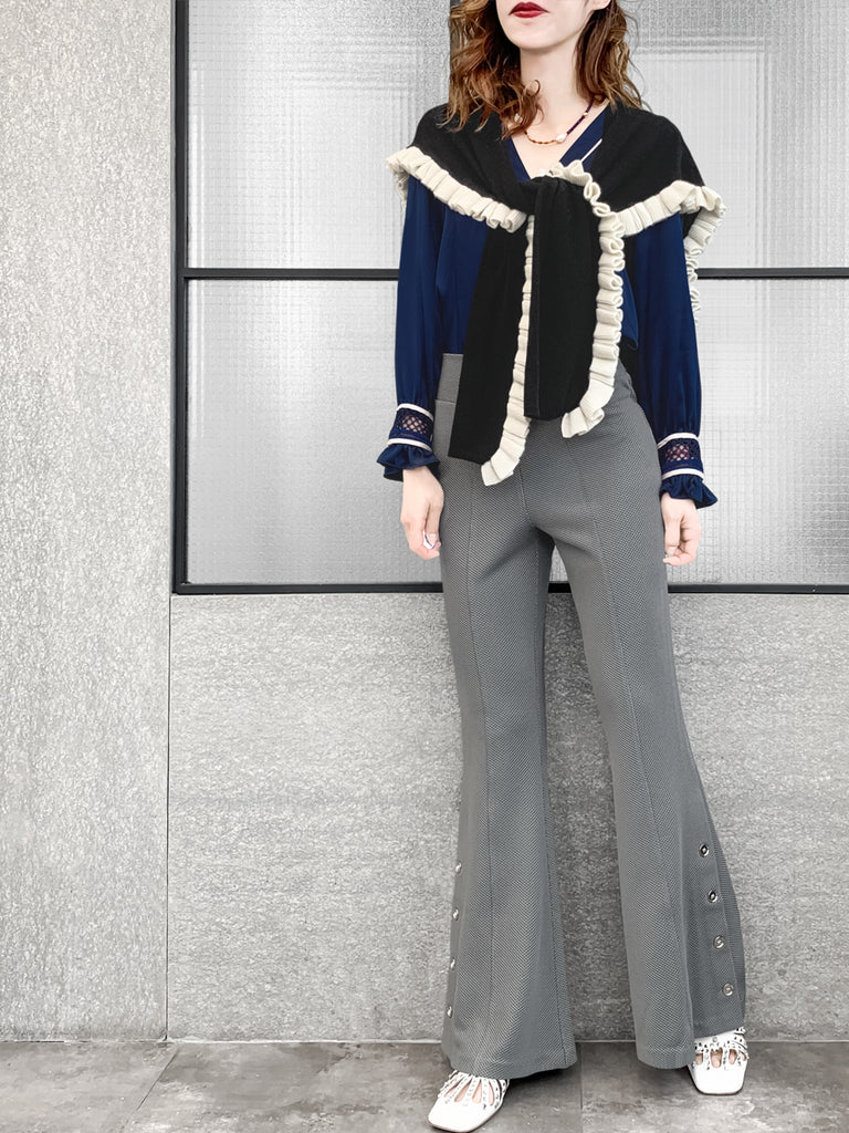 Last Chance! Medium Grey Flare Leg Pull On Button pant