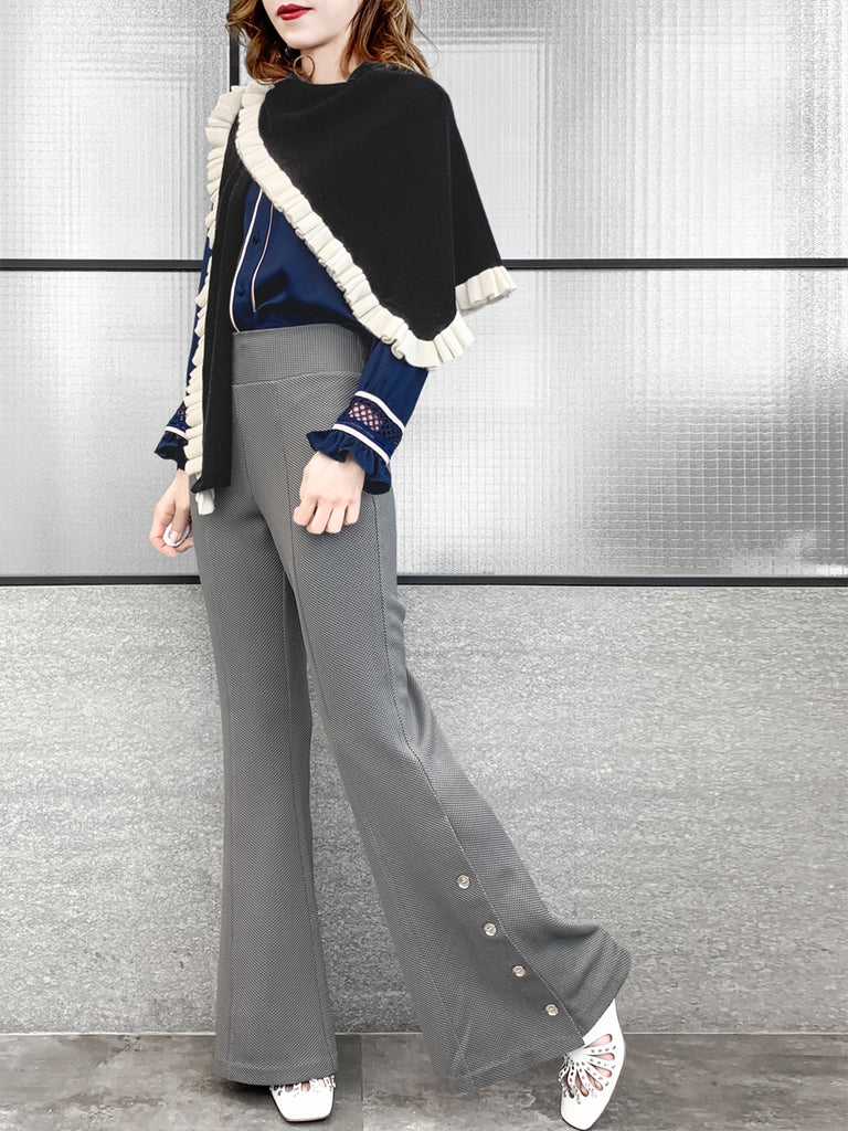 Last Chance! Medium Grey Flare Leg Pull On Button pant