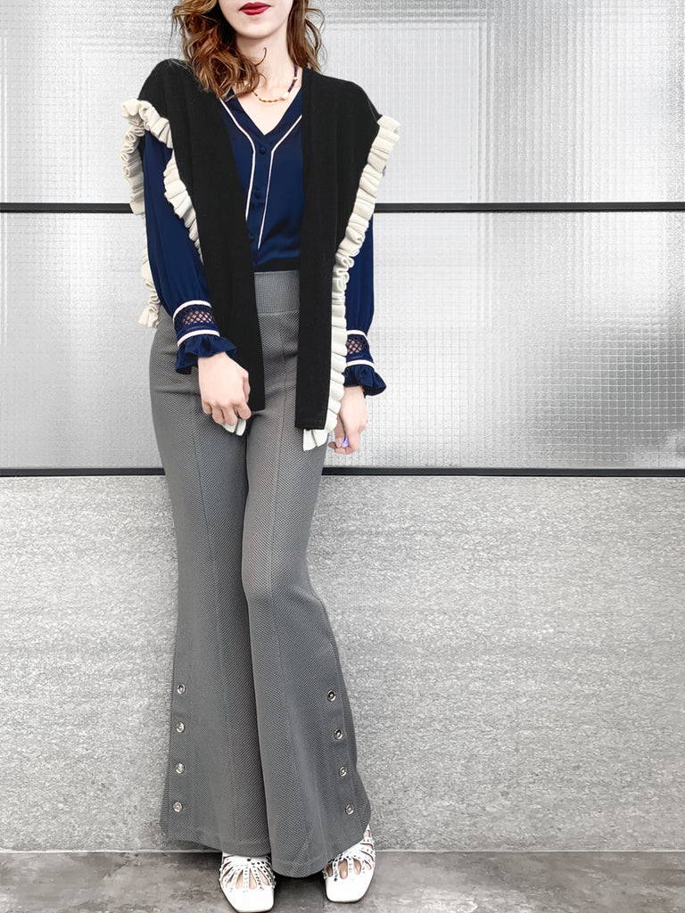 Last Chance! Medium Grey Flare Leg Pull On Button pant