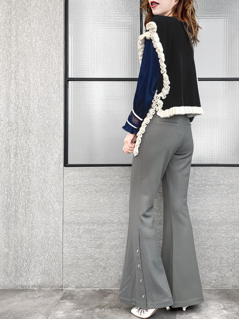 Last Chance! Medium Grey Flare Leg Pull On Button pant