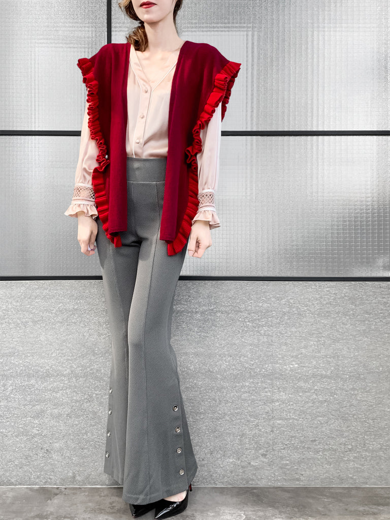 Last Chance! Medium Grey Flare Leg Pull On Button pant