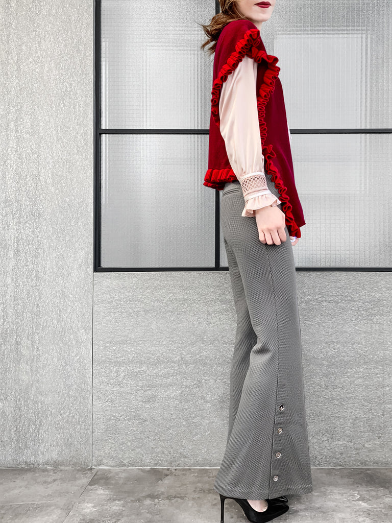 Last Chance! Medium Grey Flare Leg Pull On Button pant