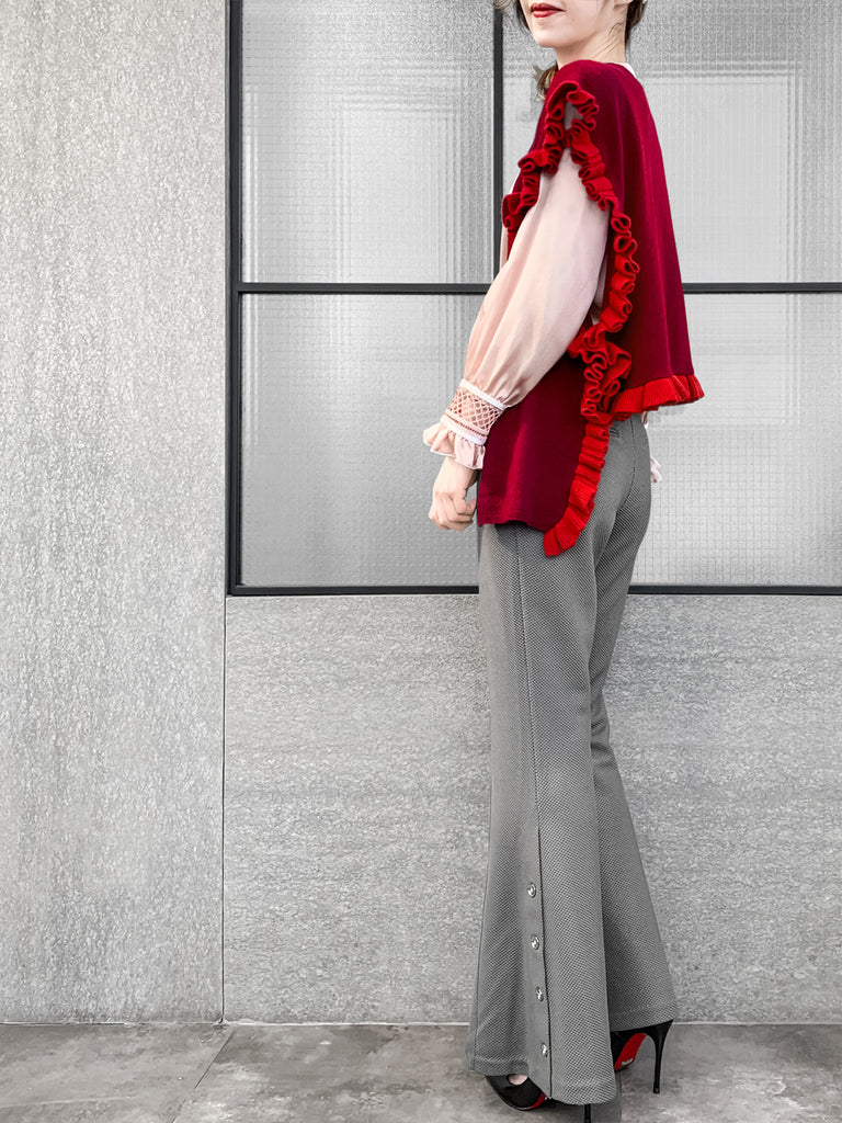 Last Chance! Medium Grey Flare Leg Pull On Button pant