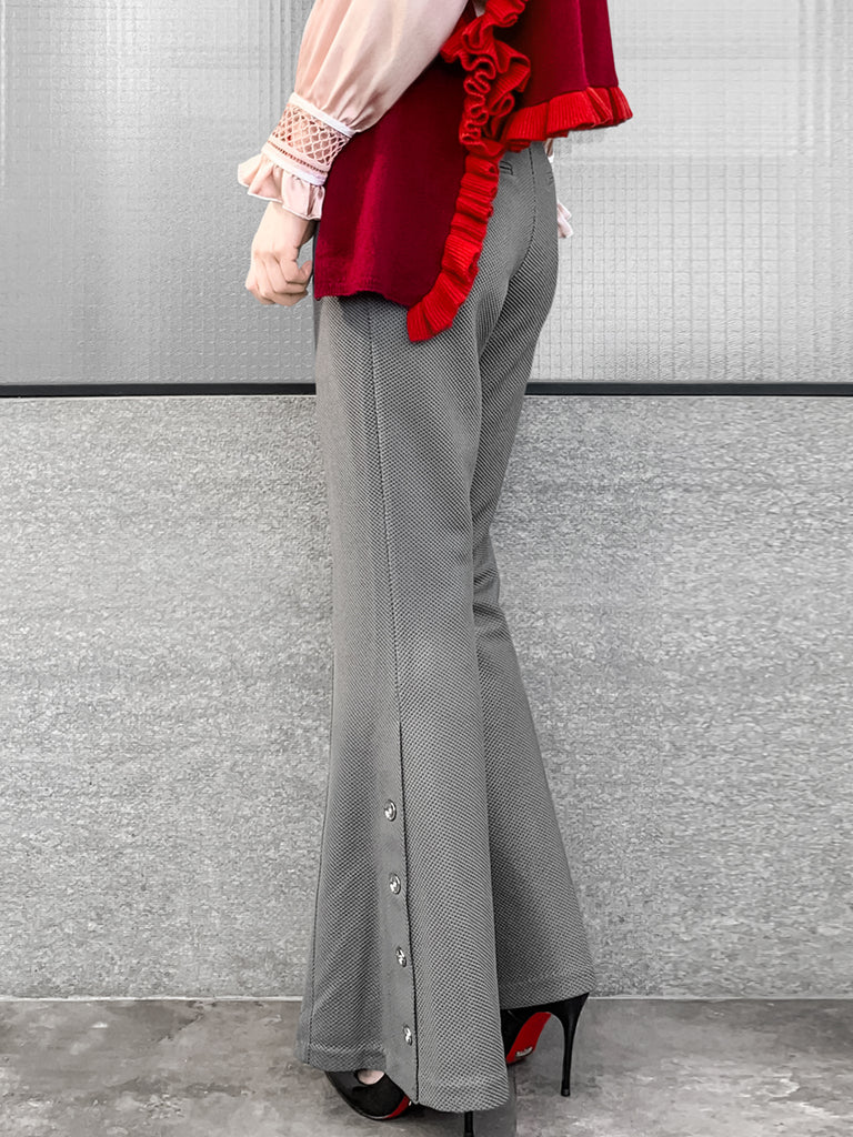 Last Chance! Medium Grey Flare Leg Pull On Button pant