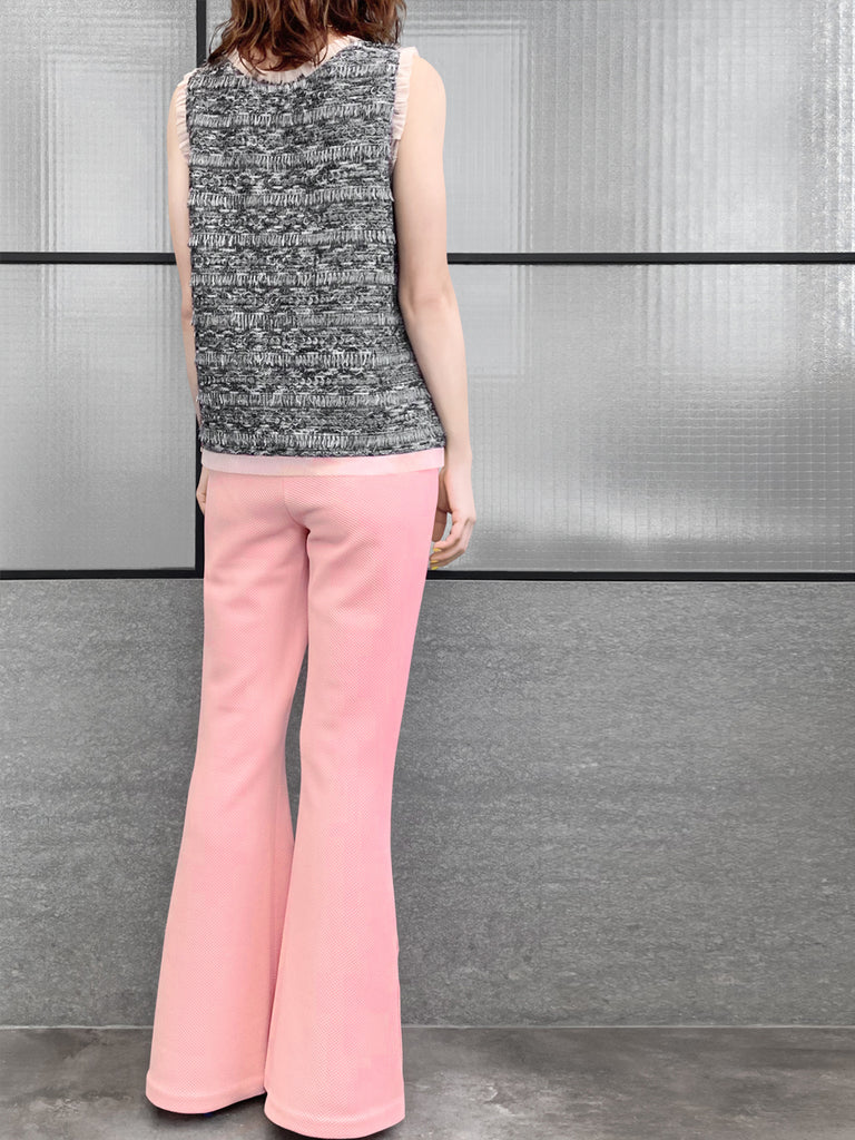 驚喜促銷!淡粉紅色喇叭褲套穿連結褲