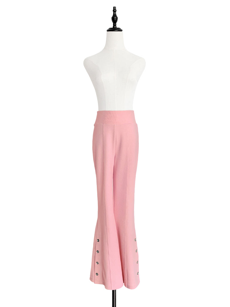 驚喜促銷!淡粉紅色喇叭褲套穿連結褲