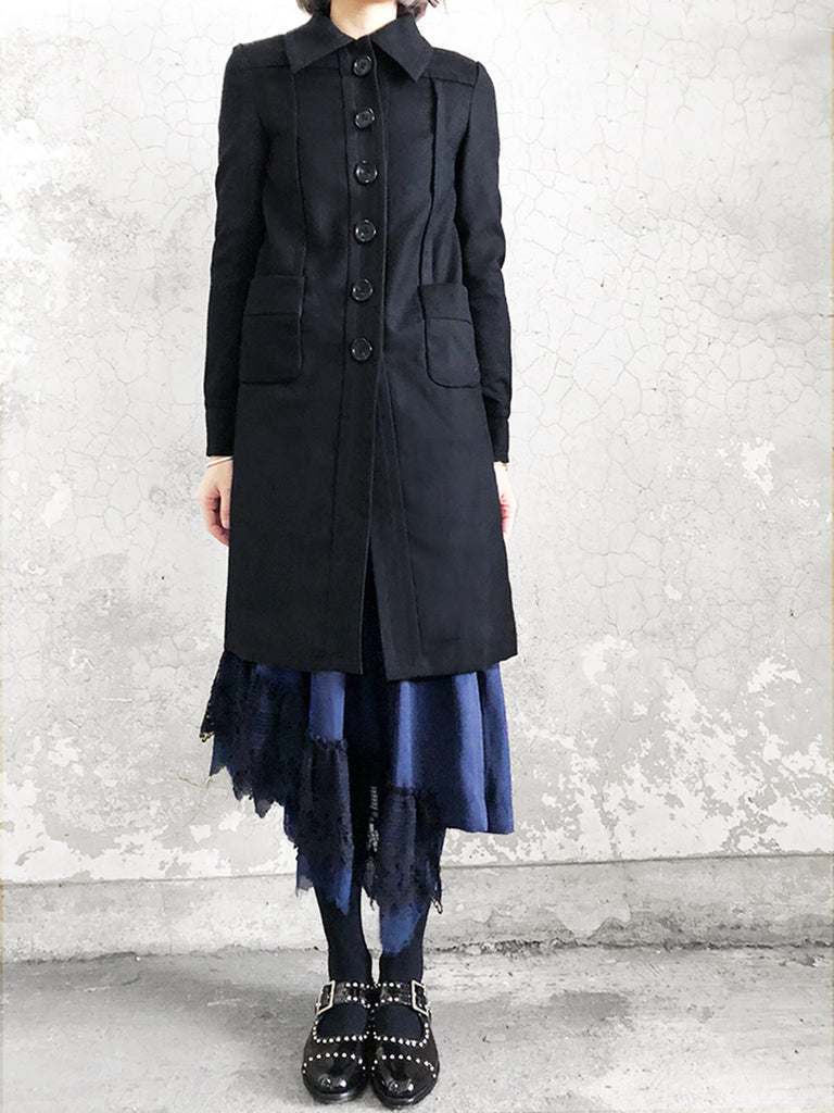 Further Sale! Simply Black Straight Line Classic Wool Coat