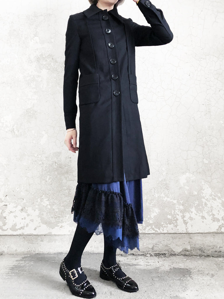 Further Sale! Simply Black Straight Line Classic Wool Coat