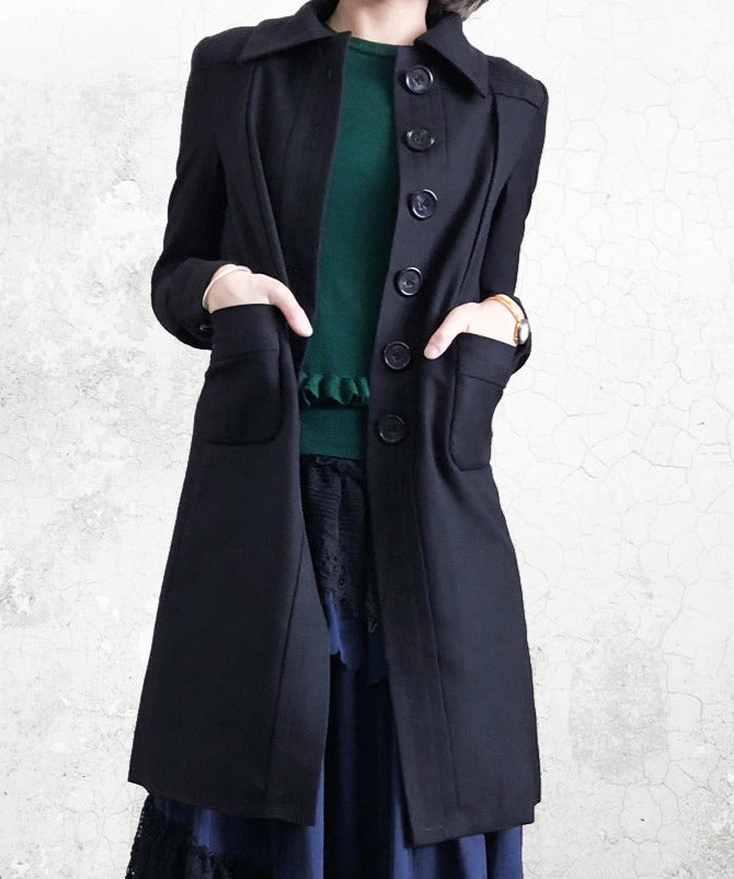 Further Sale! Simply Black Straight Line Classic Wool Coat