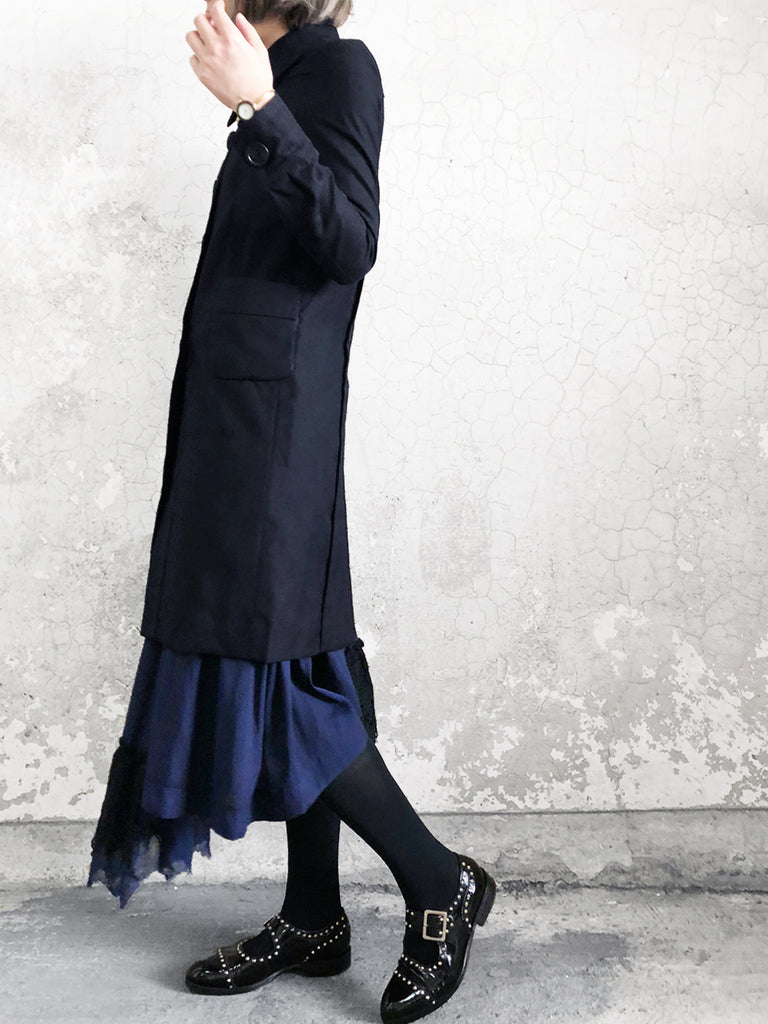 Further Sale! Simply Black Straight Line Classic Wool Coat